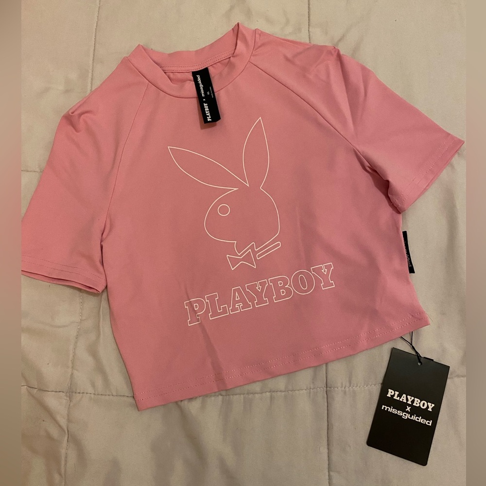 2000s playboy bunny pink crop top!!